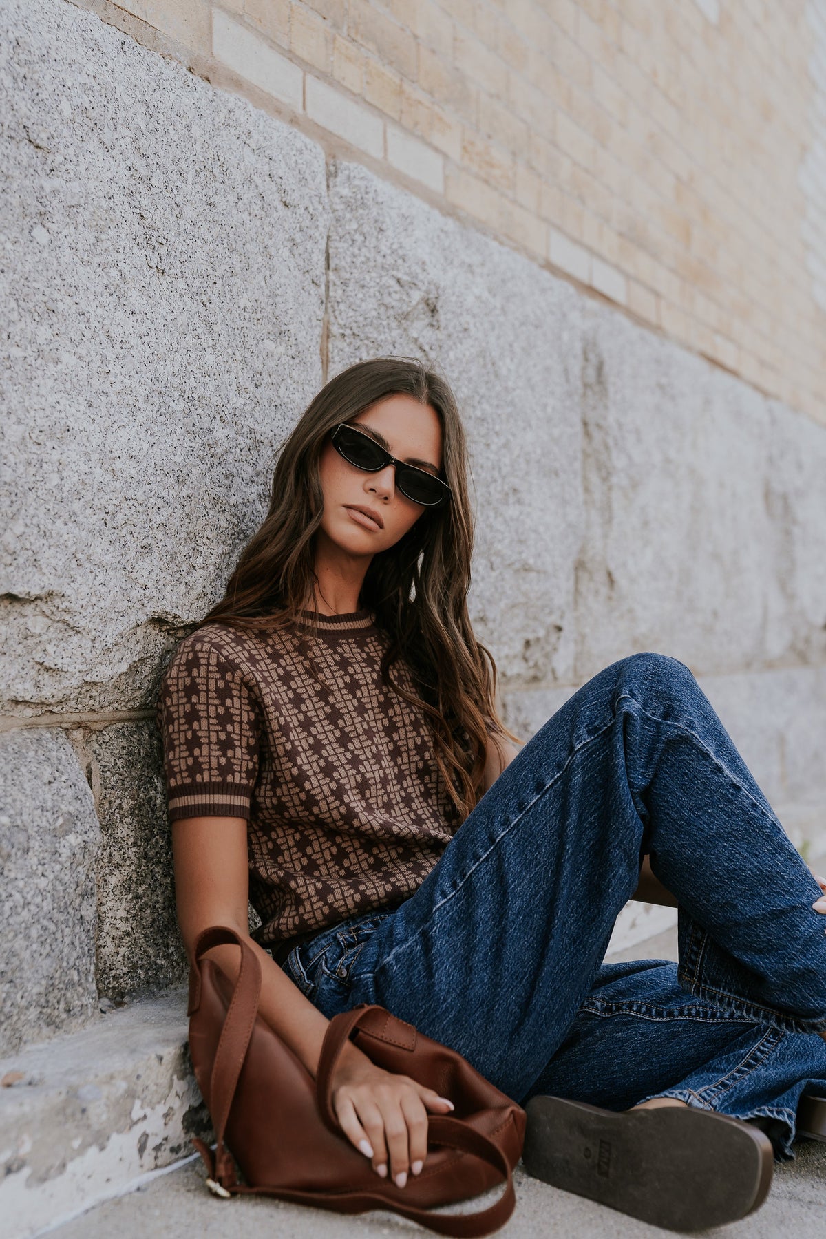 Korrey Abstract Sweater in Brown - FINAL SALE