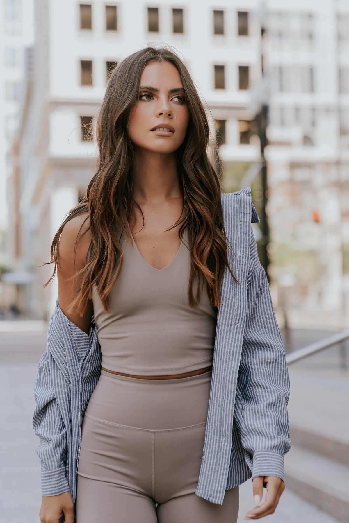 Serena Cropped Tank in Brown - FINAL SALE