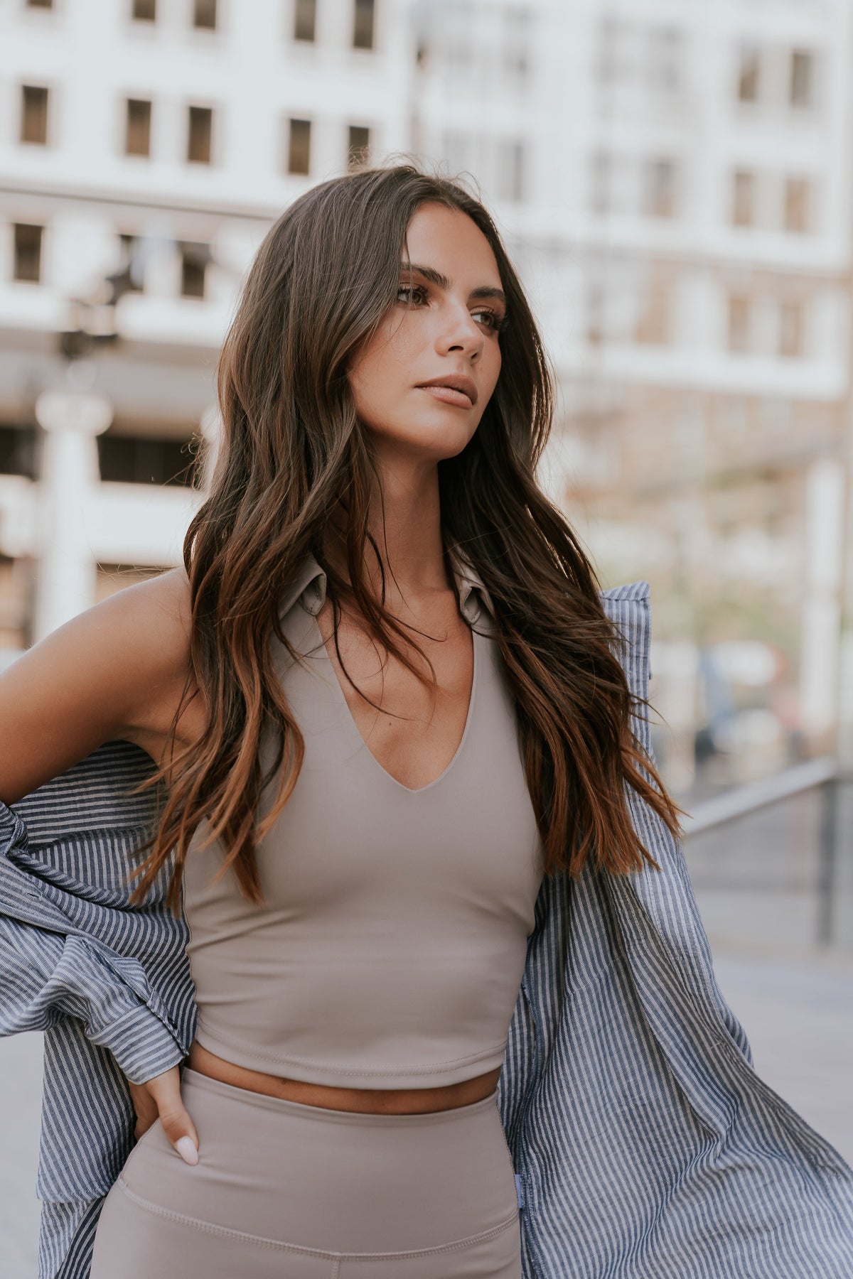 Serena Cropped Tank in Brown - FINAL SALE