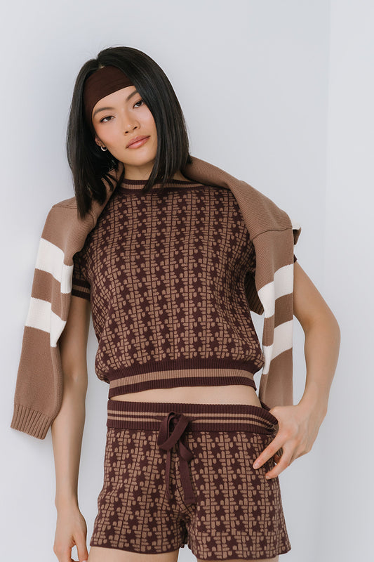 Korrey Abstract Sweater in Brown - FINAL SALE