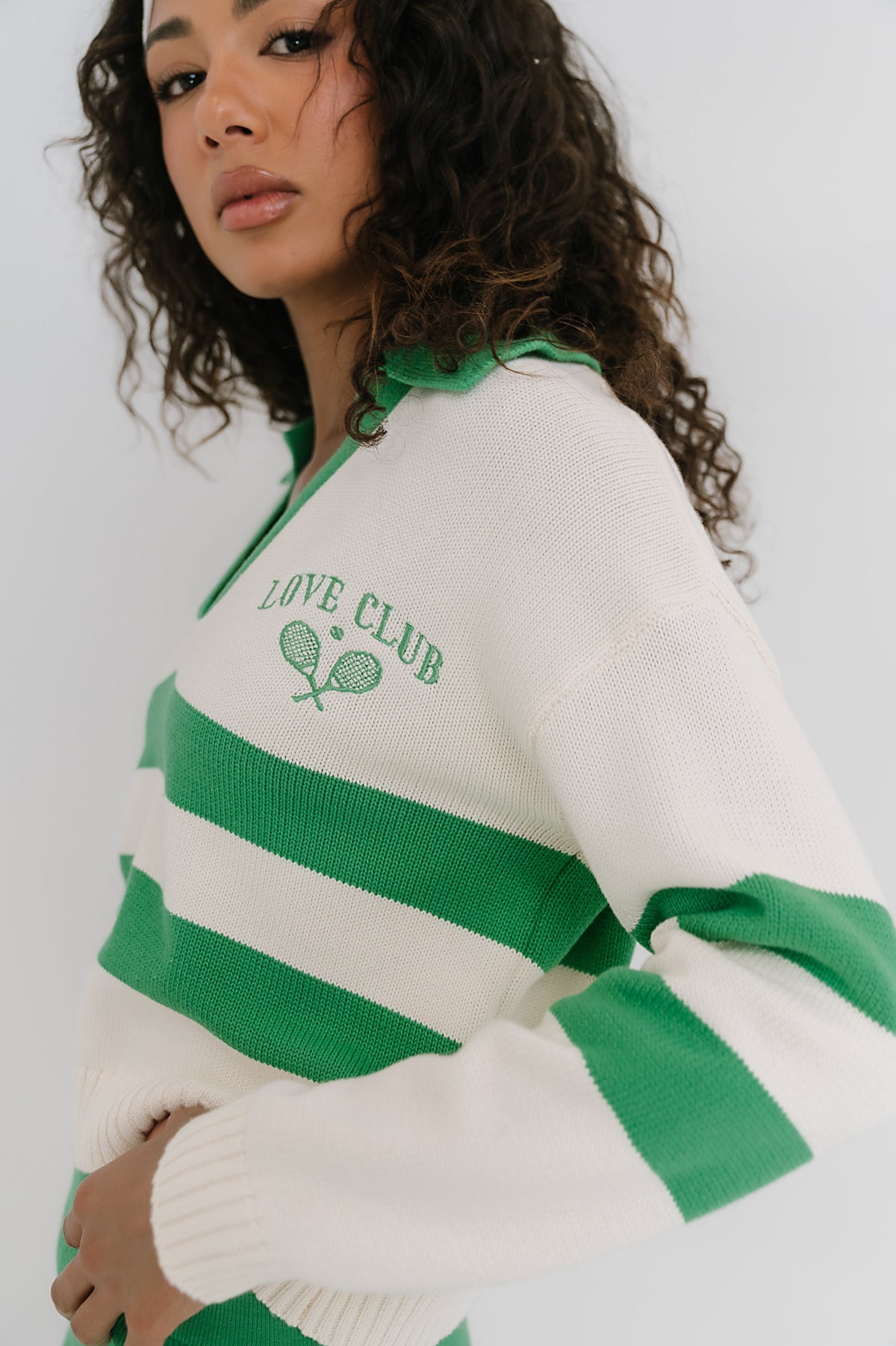 Rosie Polo Sweater in White - FINAL SALE