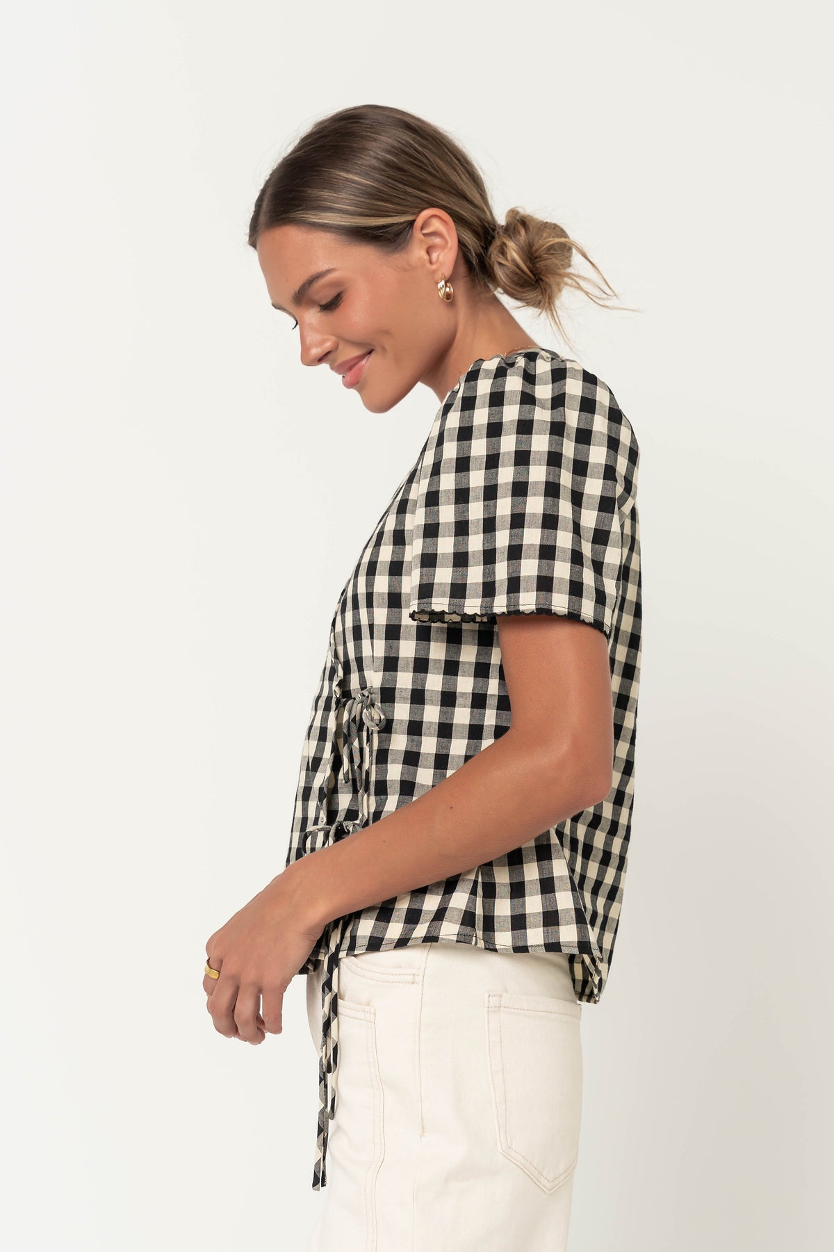 Callie Gingham Blouse in Black