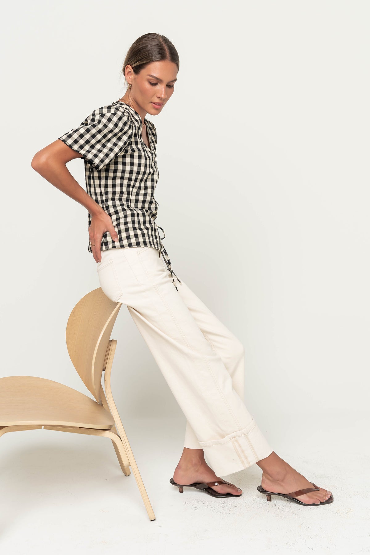 Callie Gingham Blouse in Black