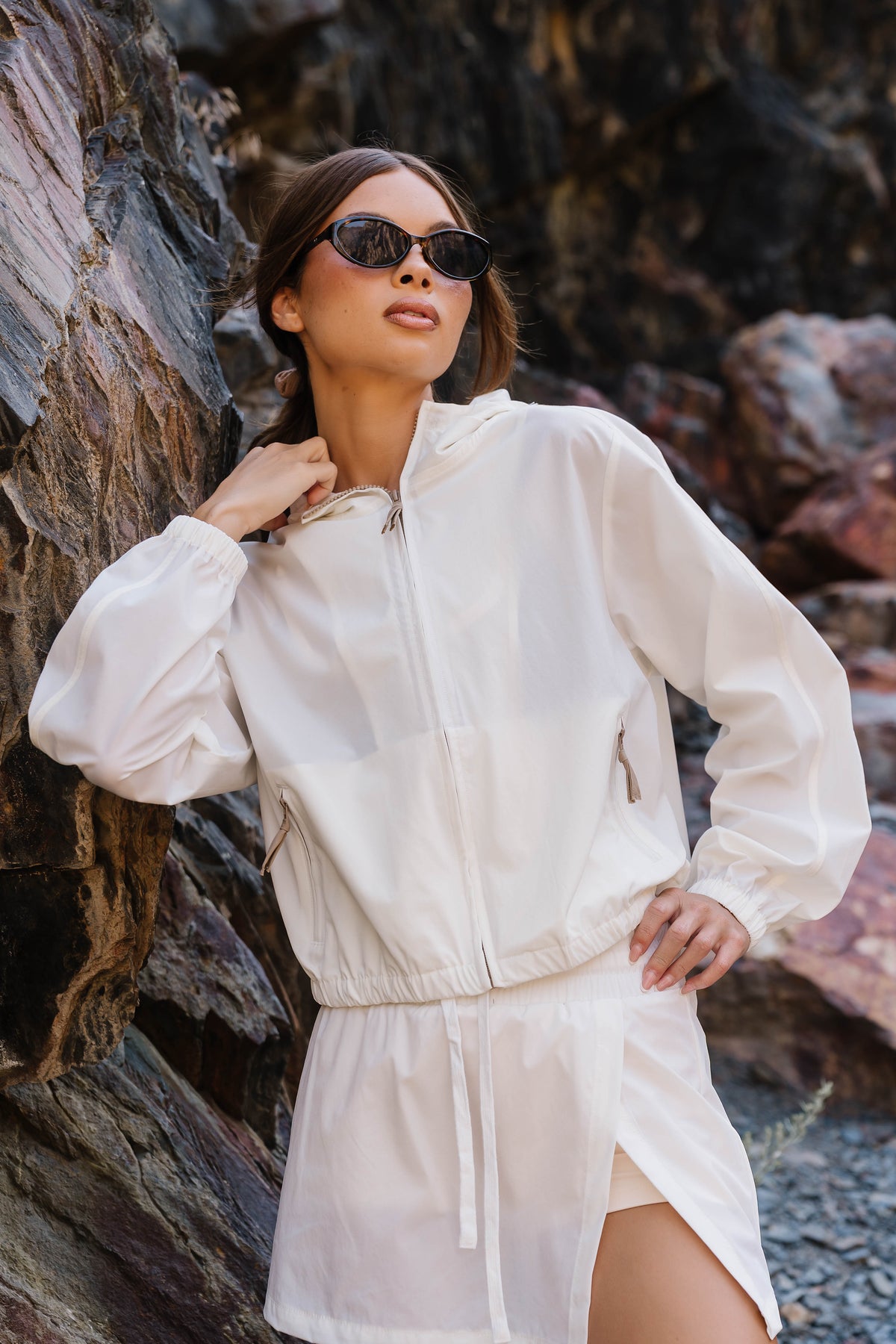 Fern Zip Up in White