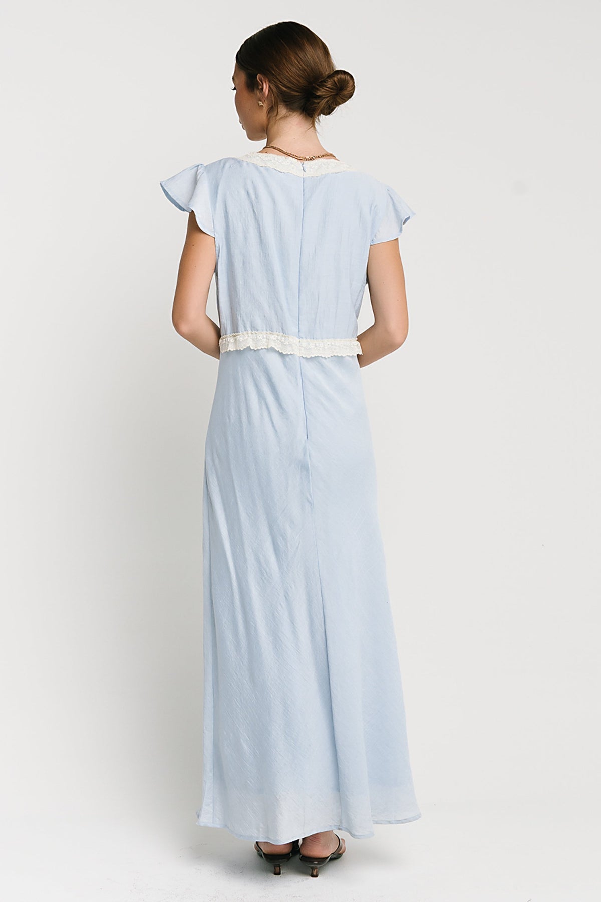 Jessica Lace Trim Maxi Dress in Blue - FINAL SALE