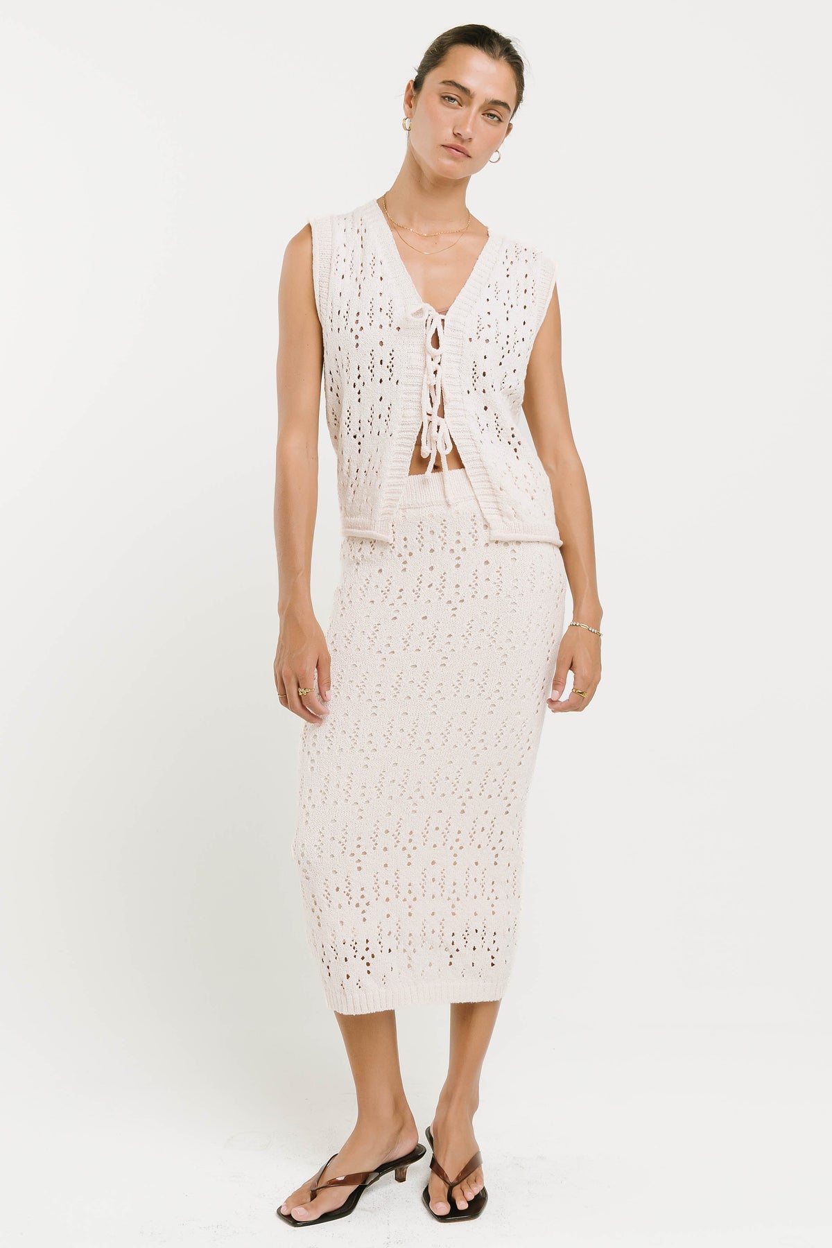 Joana Knit Vest in Ivory - FINAL SALE