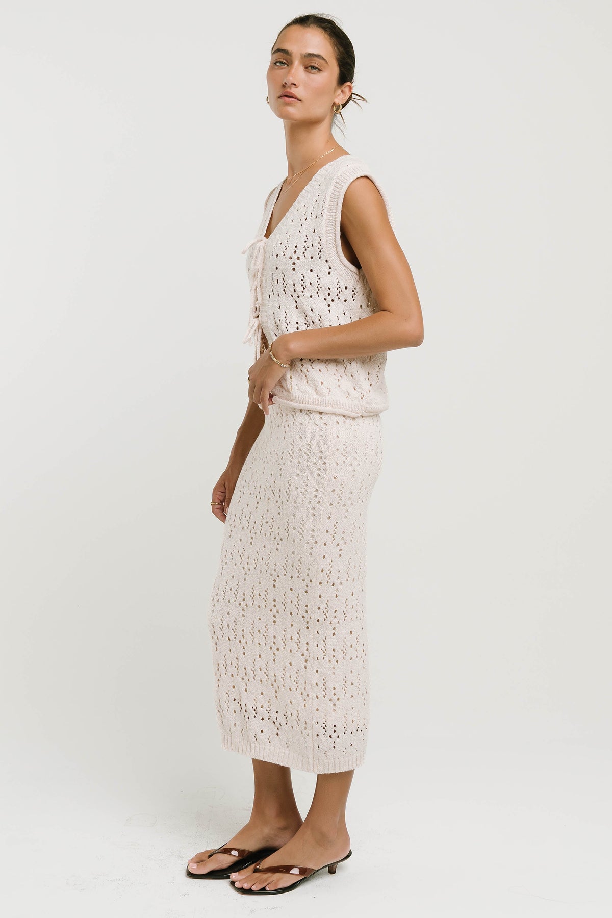 Joana Knit Vest in Ivory - FINAL SALE