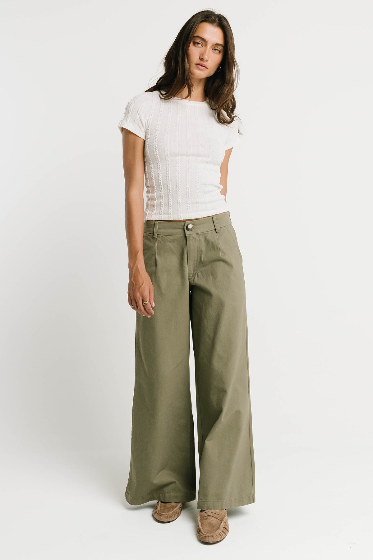Jannah Wide Leg Pants in Olive - FINAL SALE