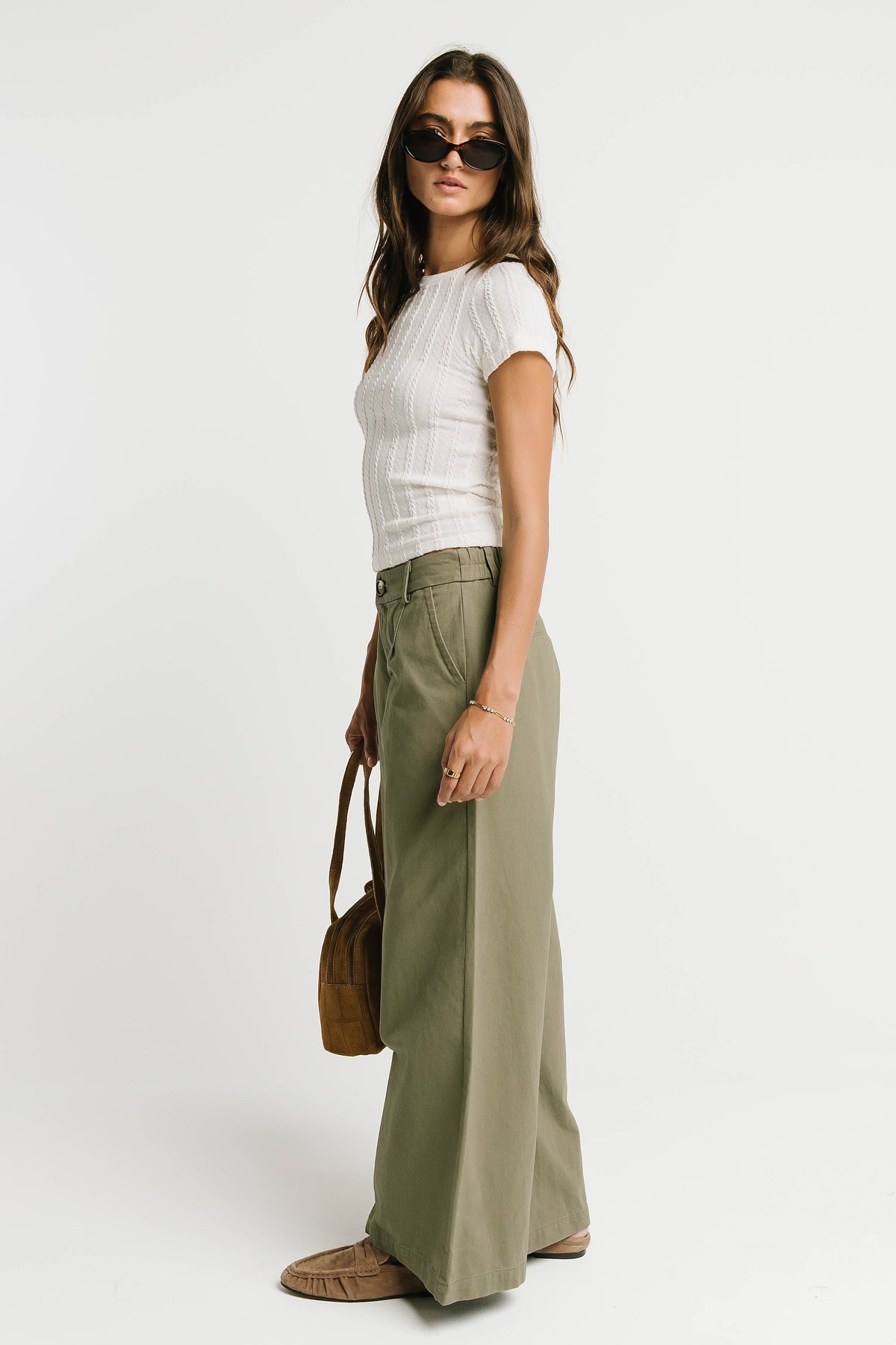 Jannah Wide Leg Pants in Olive - FINAL SALE