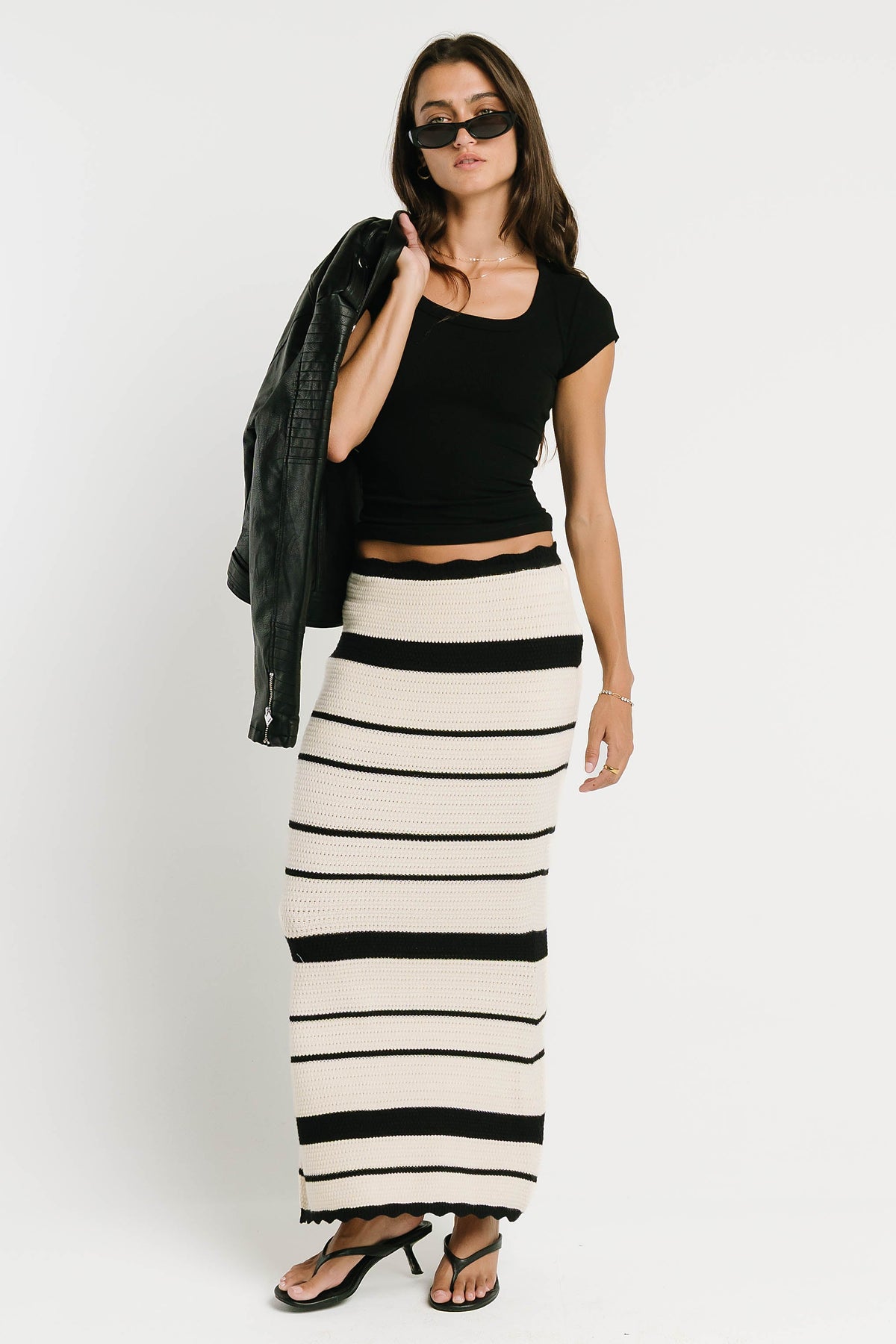 Freya Ribbed Top in Black