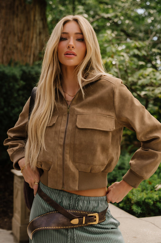 PREORDER - Wrenley Suede Bomber Jacket