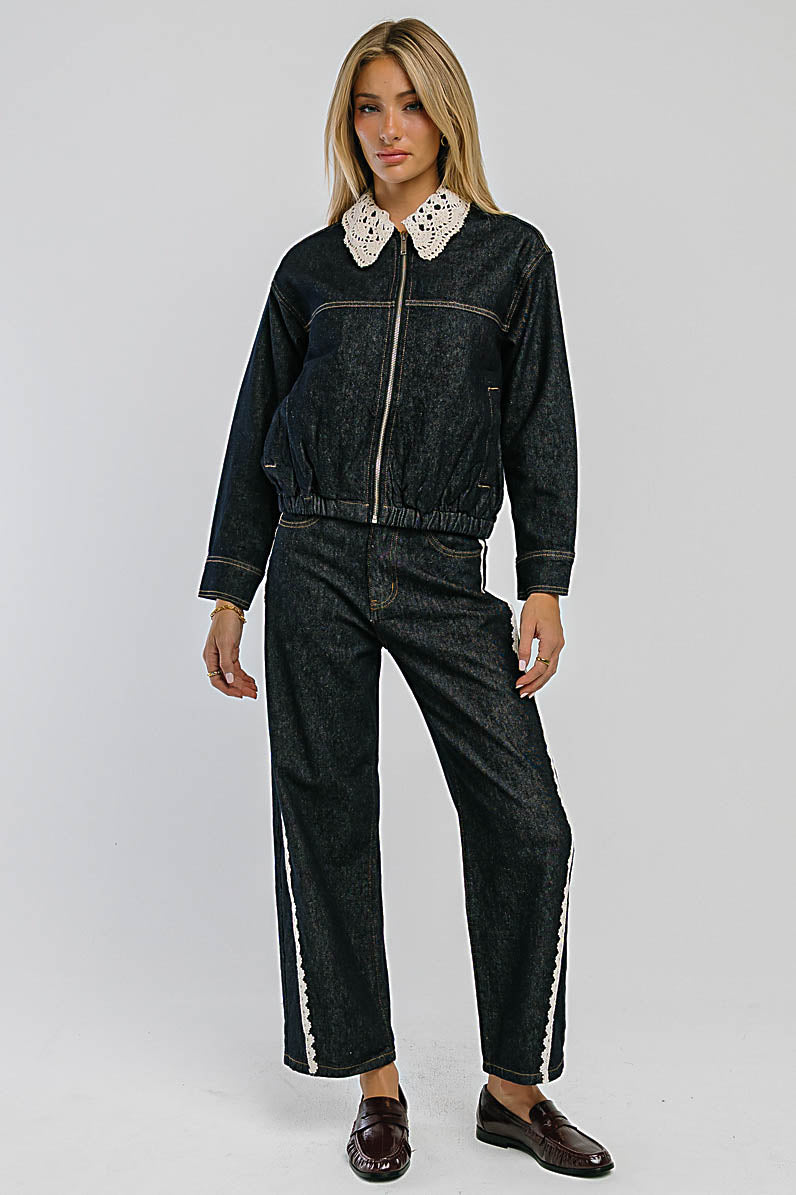 Lucca Crochet Trim Barrel Jeans