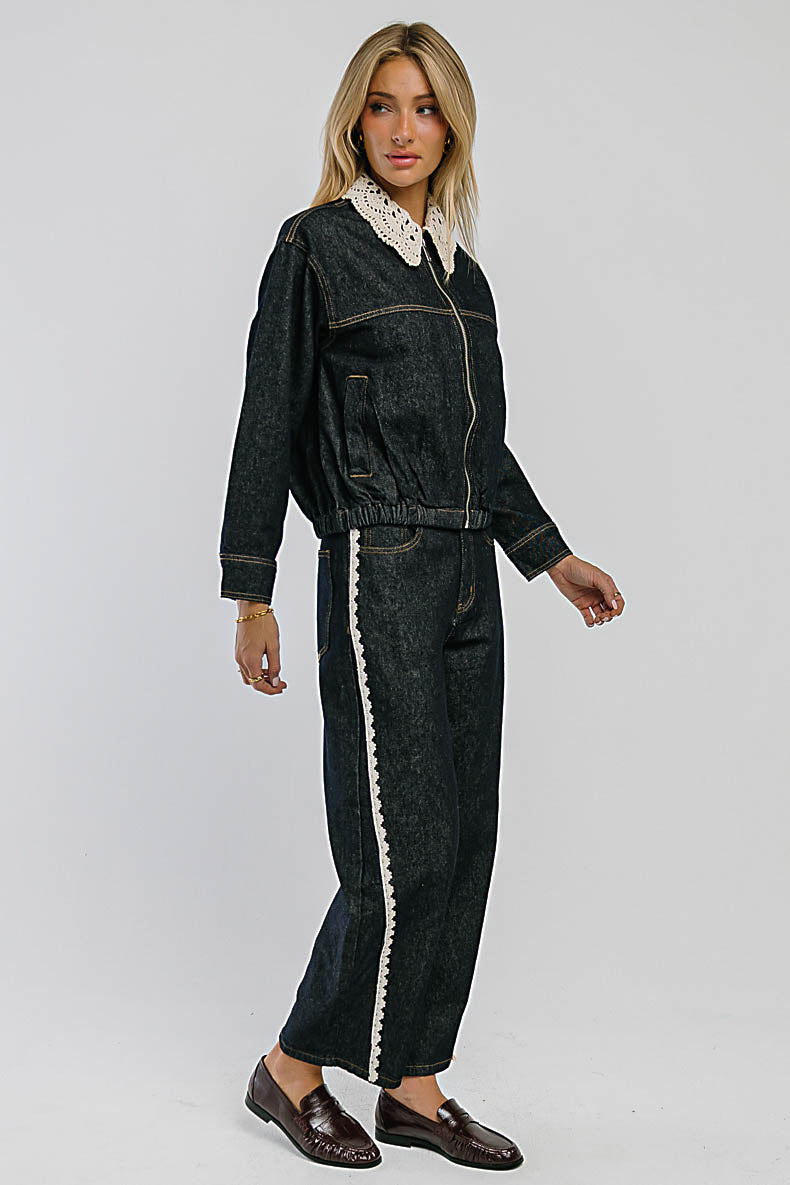Lucca Crochet Trim Barrel Jeans