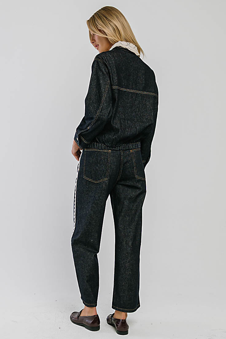 Lucca Crochet Trim Barrel Jeans