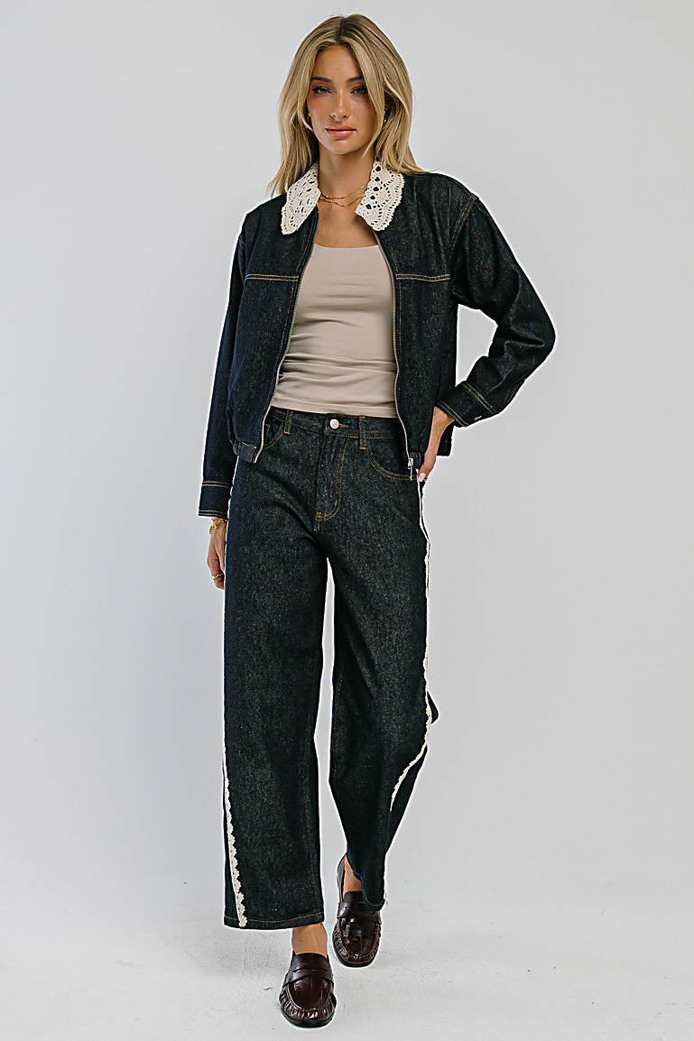 Lucca Crochet Trim Barrel Jeans