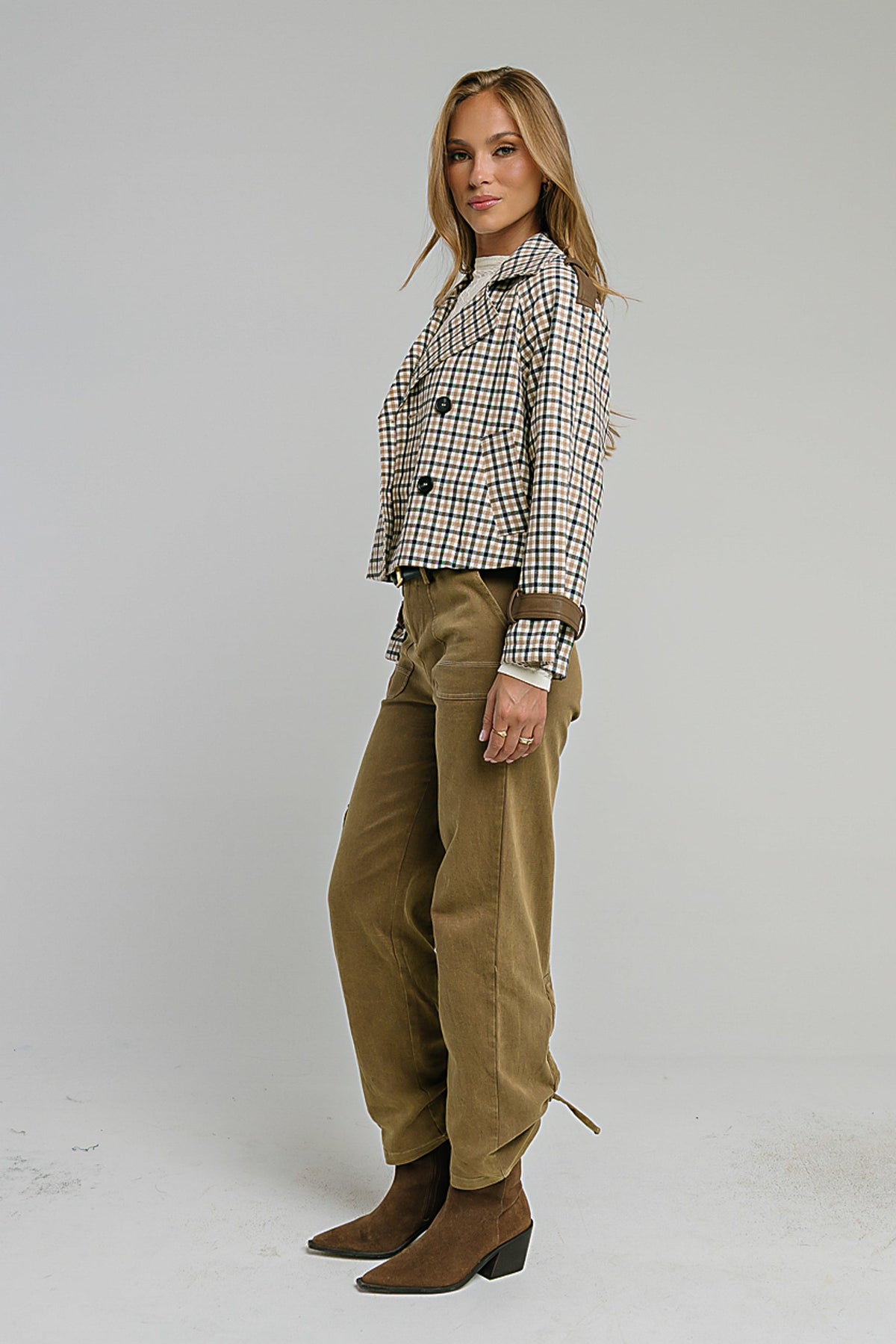 Emerson Plaid Cropped Trench Coat
