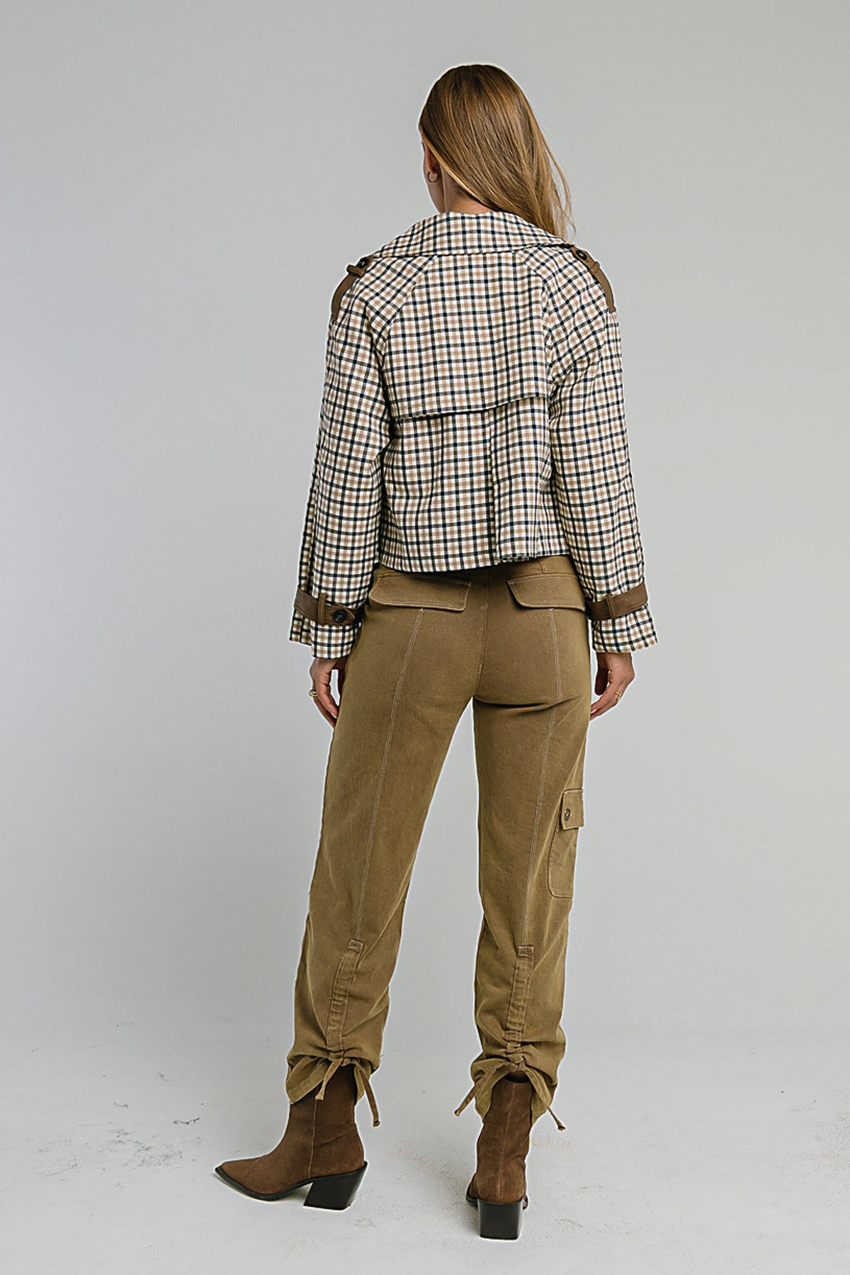 Emerson Plaid Cropped Trench Coat