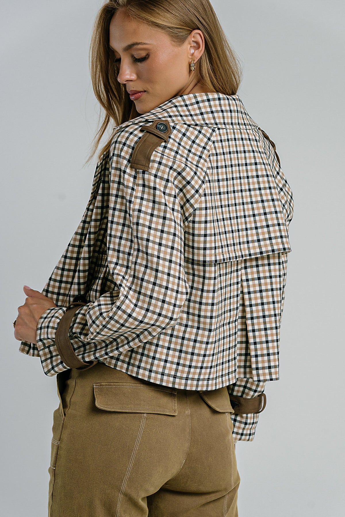 Emerson Plaid Cropped Trench Coat