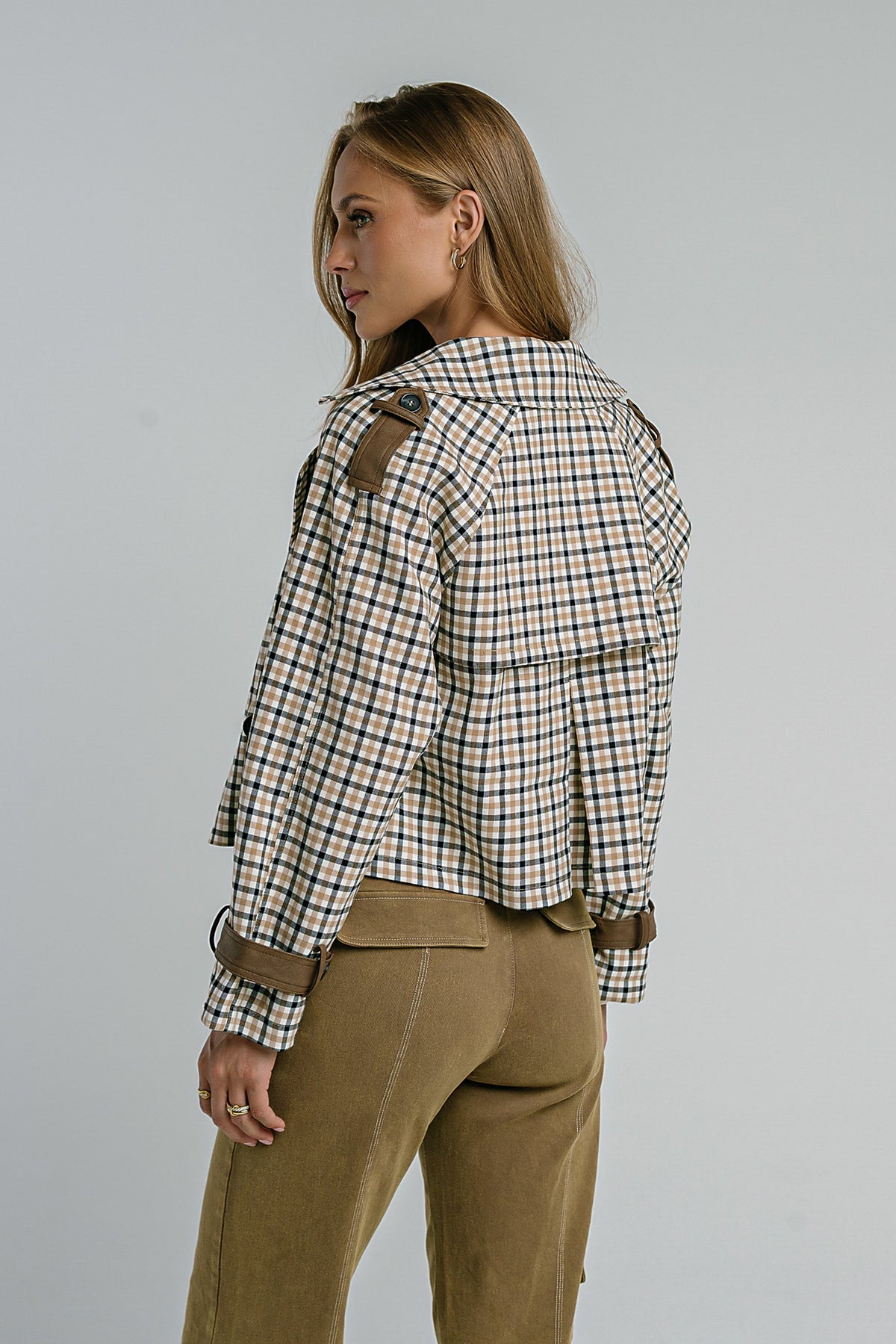 Emerson Plaid Cropped Trench Coat