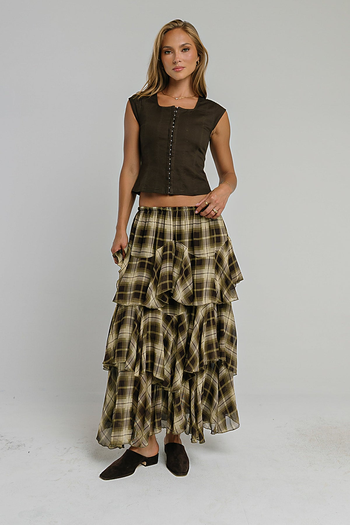 Sutton Denim Top in Brown