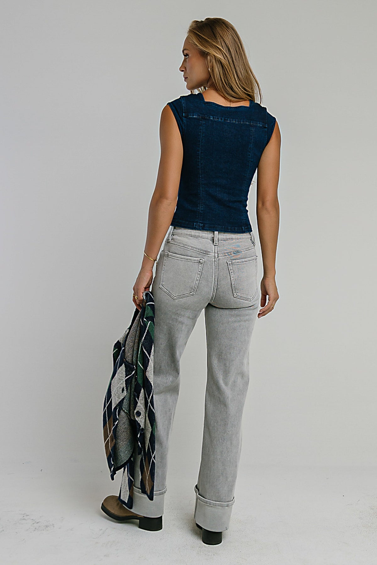 Sutton Denim Top in Dark Wash
