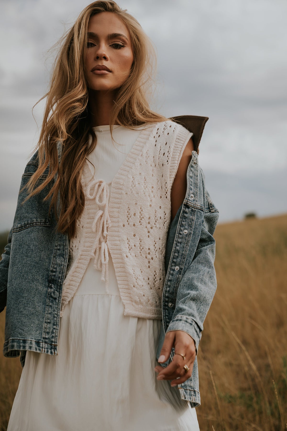 Joana Knit Vest in Ivory - FINAL SALE