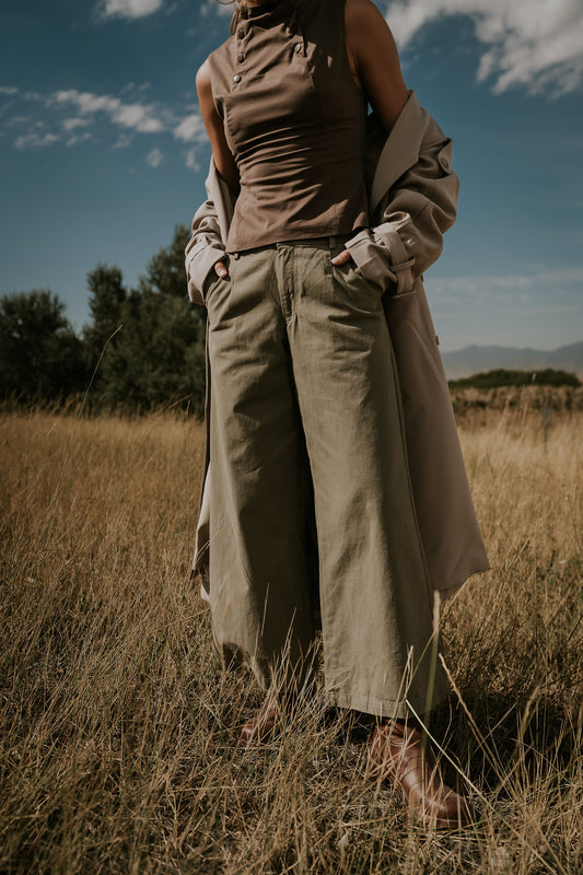 Jannah Wide Leg Pants in Olive - FINAL SALE