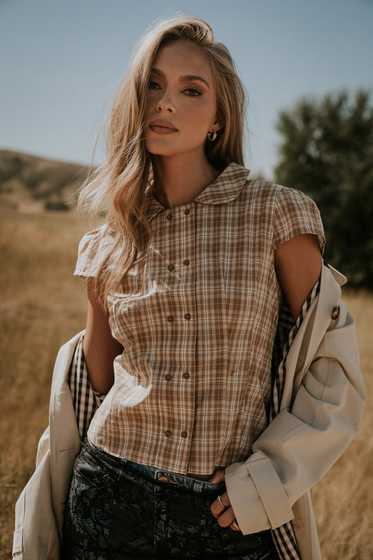 Miley Plaid Button Up Top