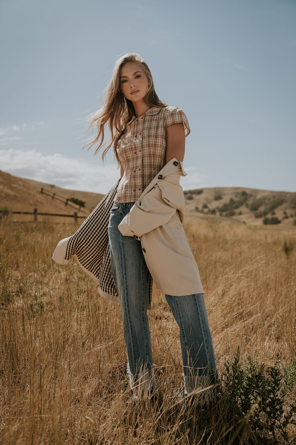Miley Plaid Button Up Top