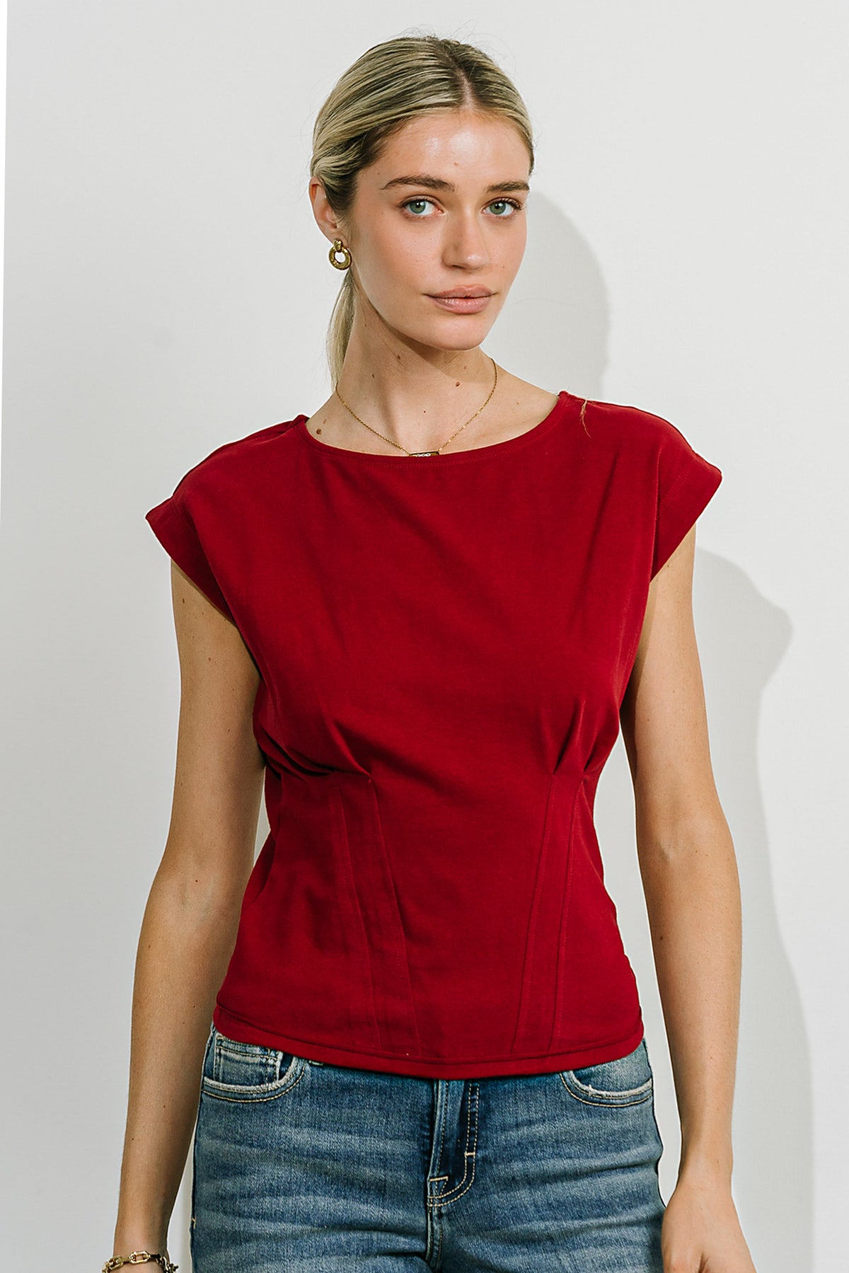Tam Pleated Top in Red