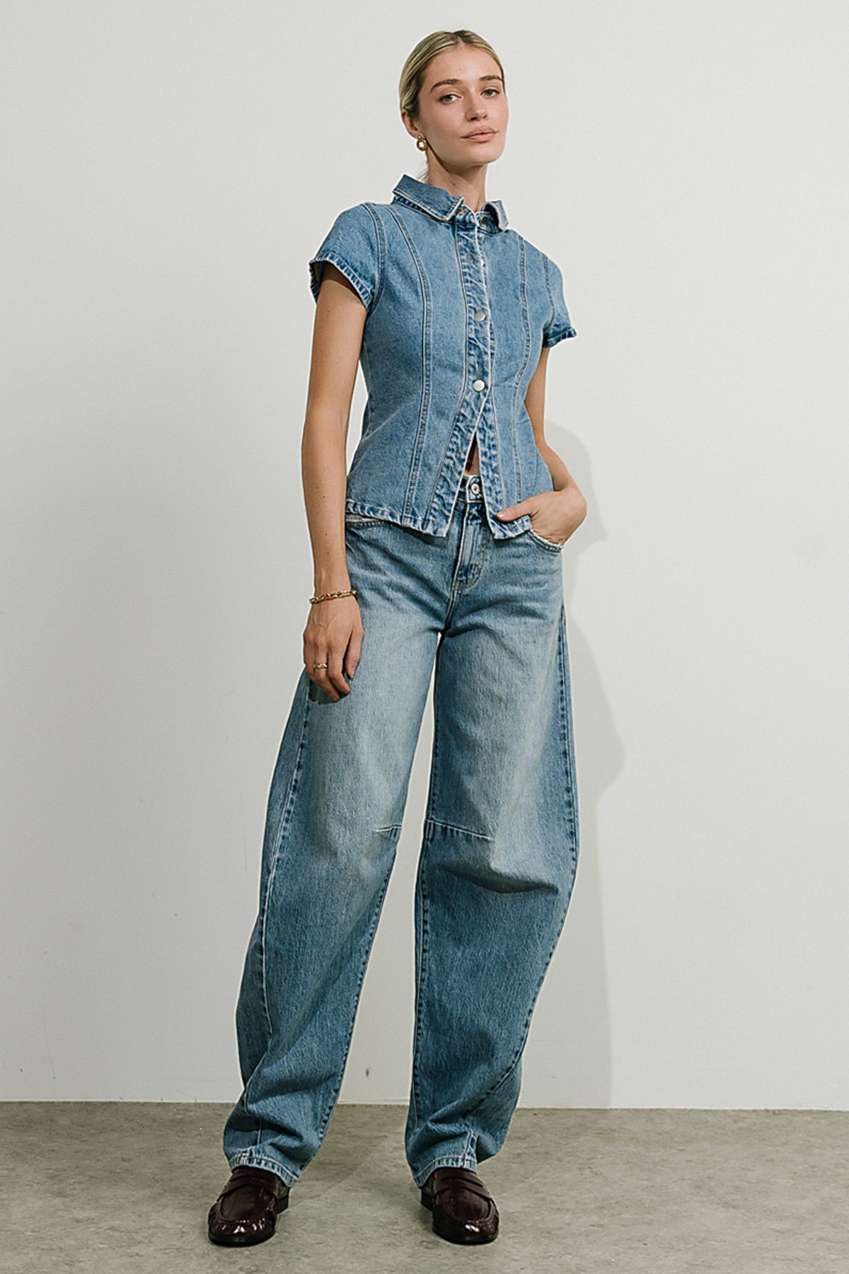 Briley Denim Button Up in Medium Wash