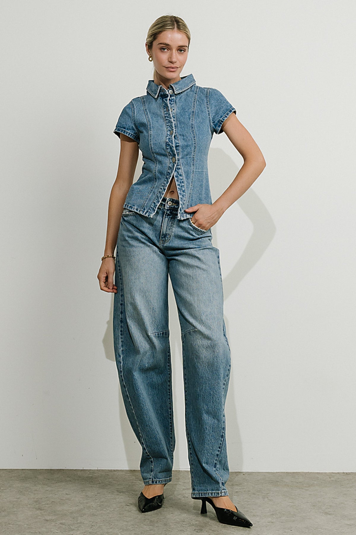 Briley Denim Button Up in Medium Wash