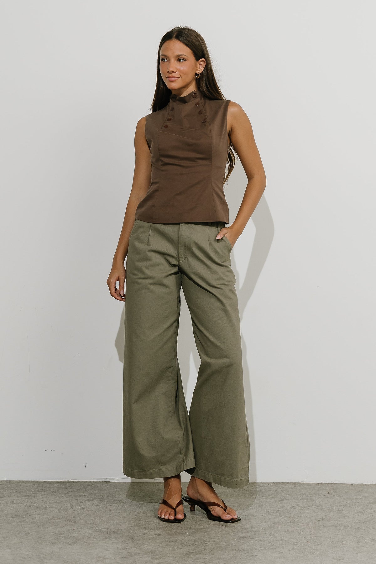 Jannah Wide Leg Pants in Olive - FINAL SALE
