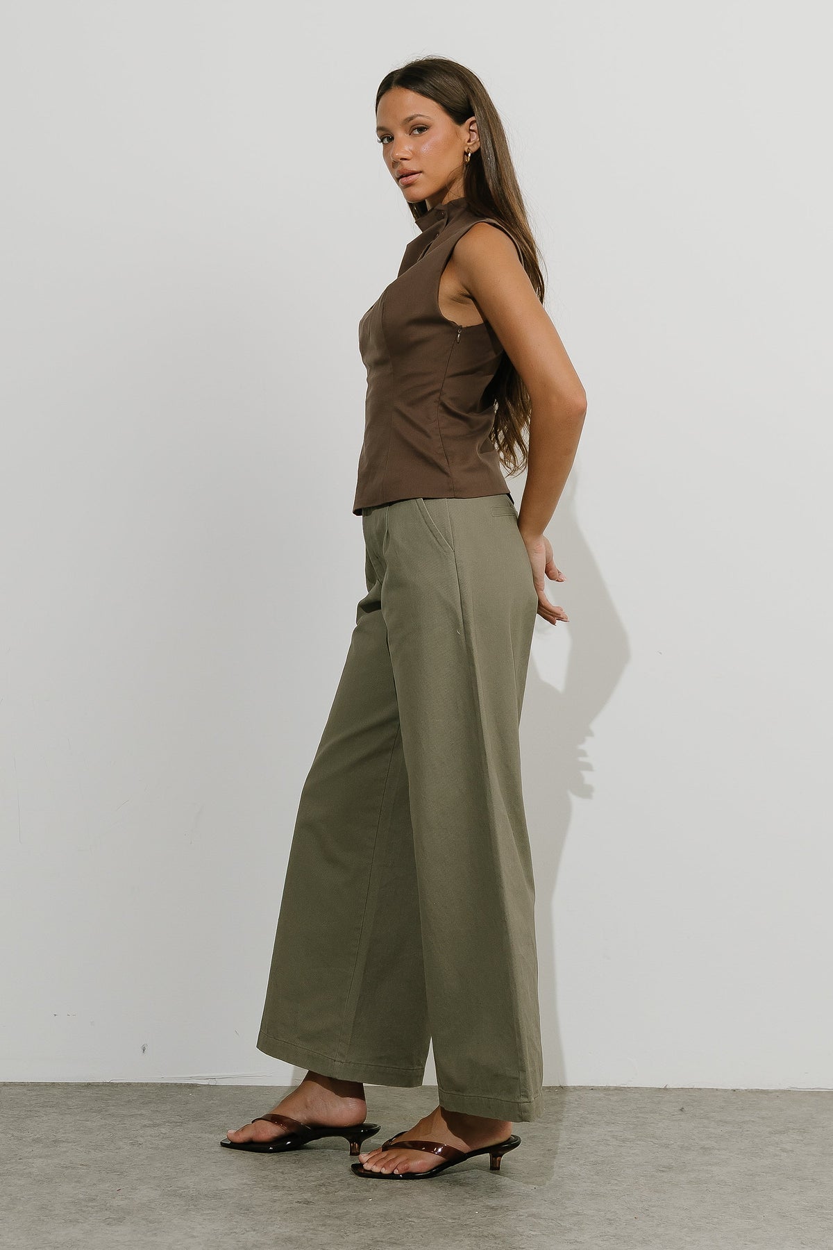 Jannah Wide Leg Pants in Olive - FINAL SALE