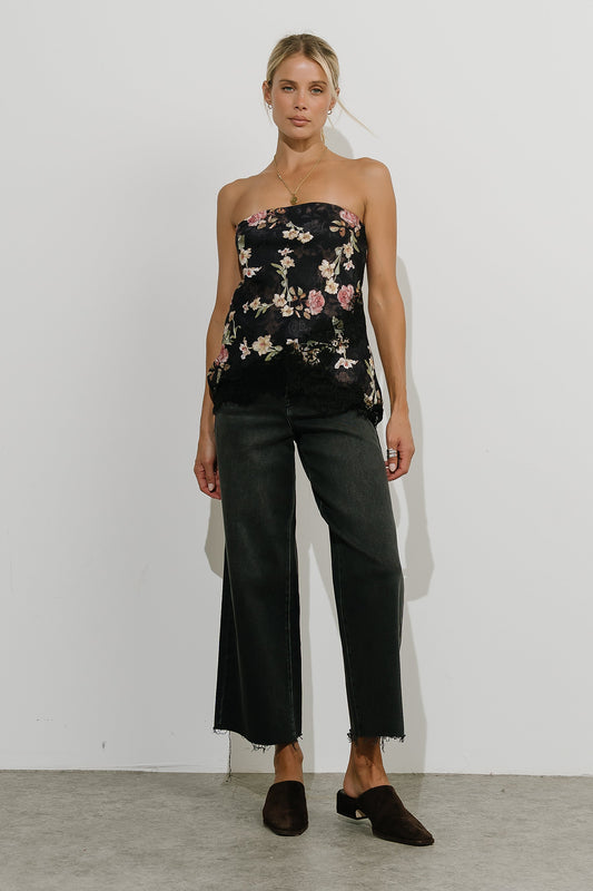 Colette Wide Leg Jeans in Faded Black
