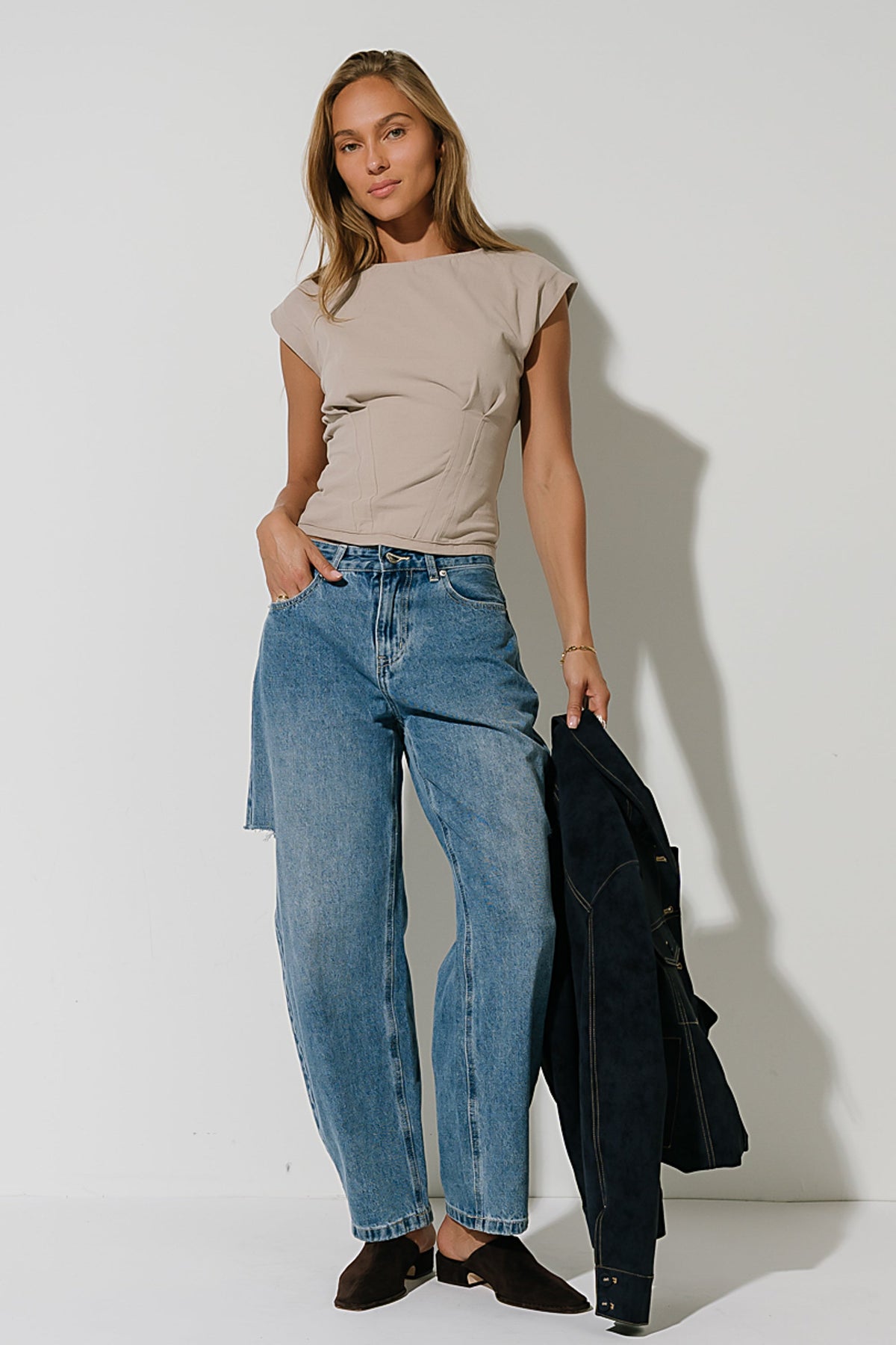 Tam Pleated Top in Taupe - FINAL SALE