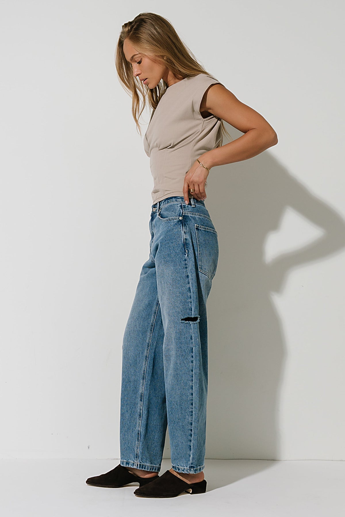 Tam Pleated Top in Taupe - FINAL SALE