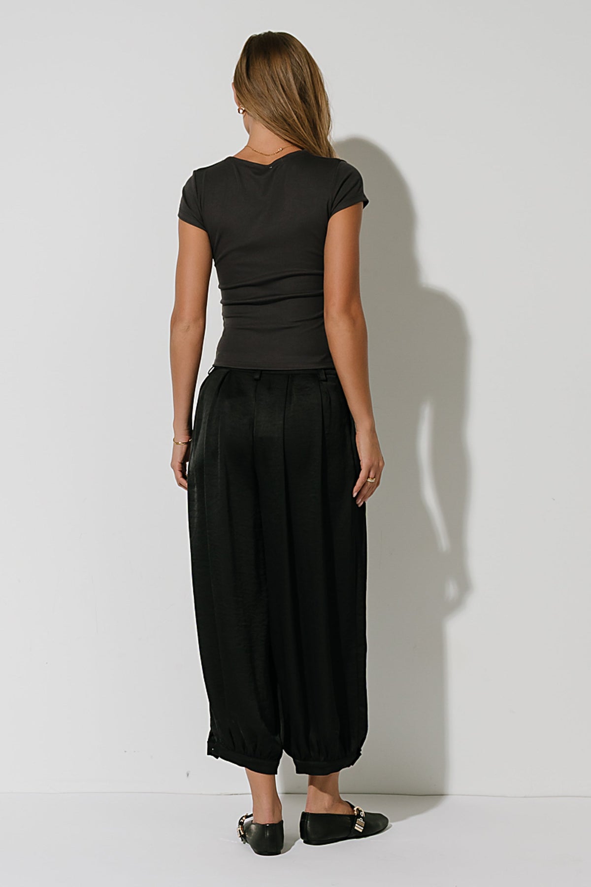 Paula Cowl Neck Top in Charcoal