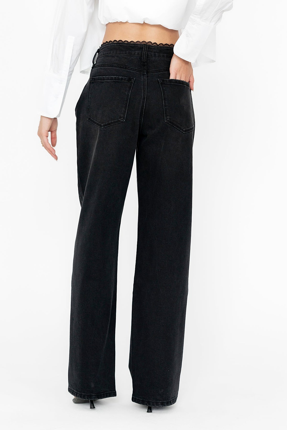 Della Lace Trim Baggy Jeans - FINAL SALE