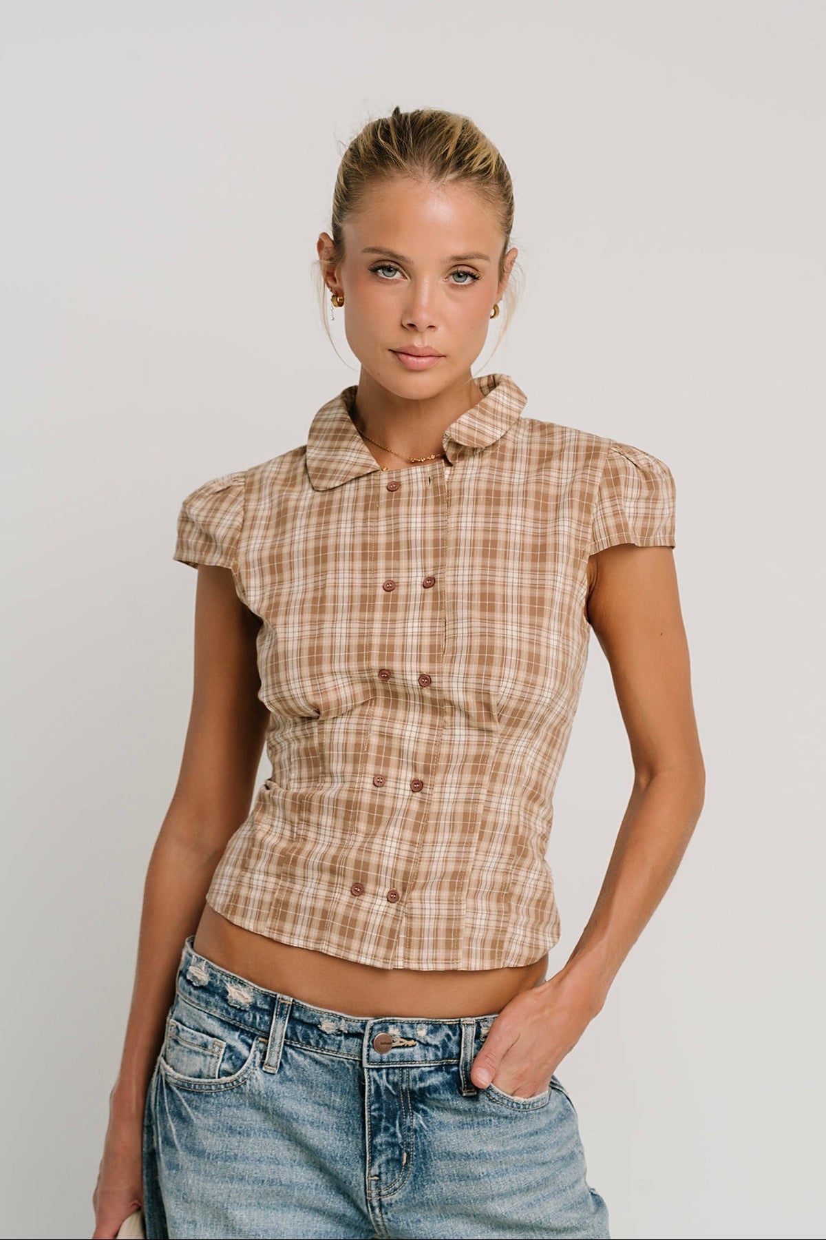 Miley Plaid Button Up Top