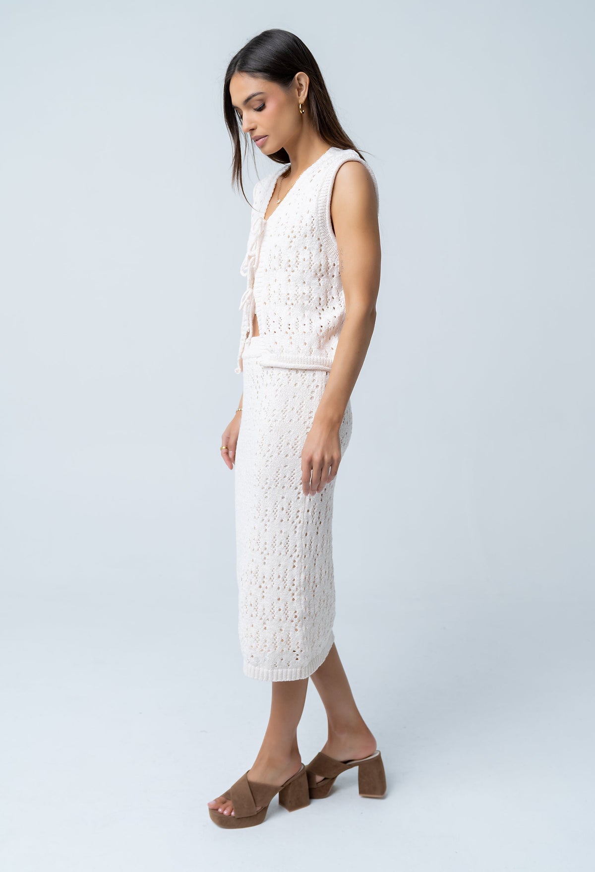 Joana Knit Vest in Ivory - FINAL SALE